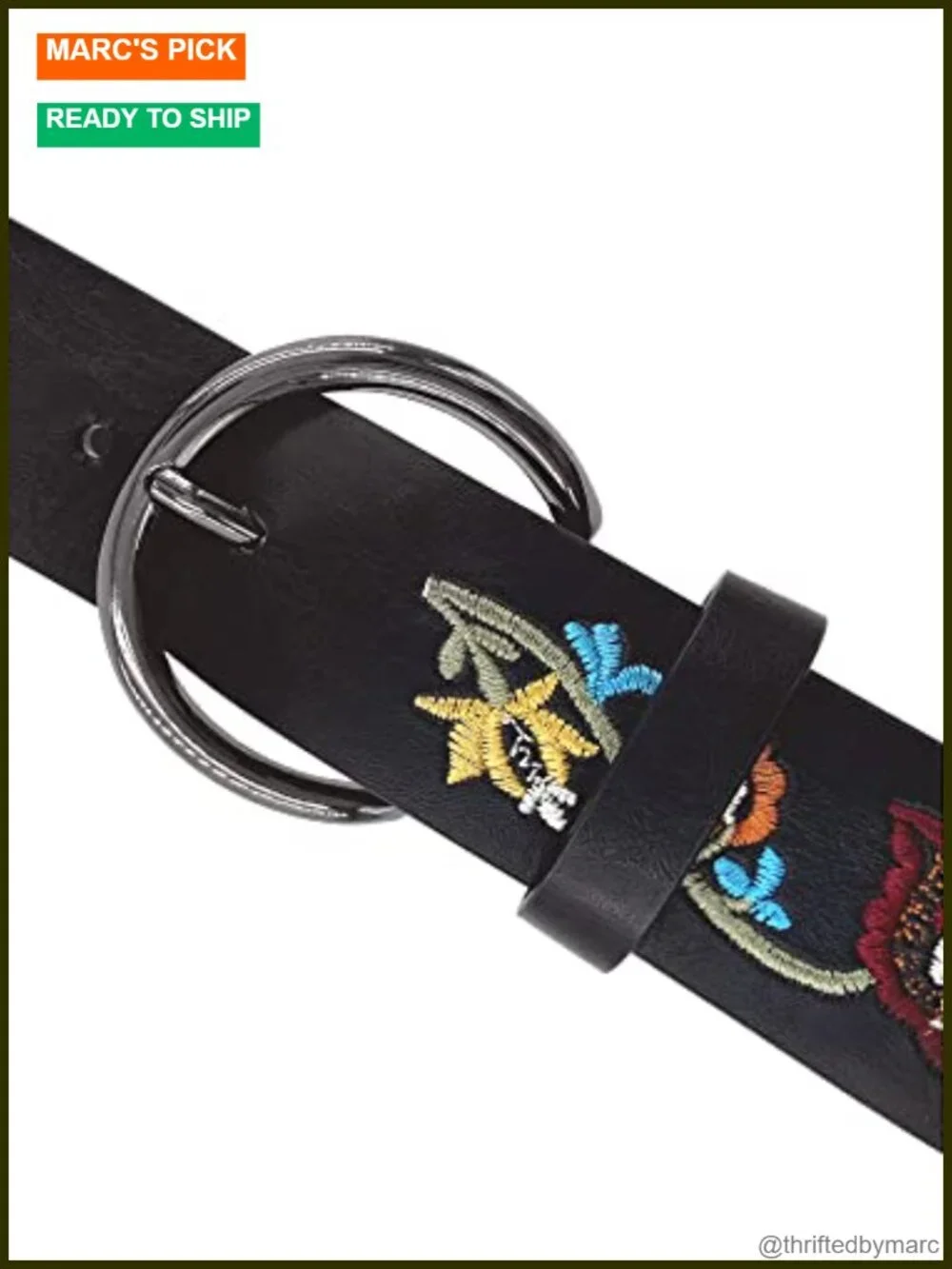 Western Boho Embroidered PU Leather Belt for Jeans Dress